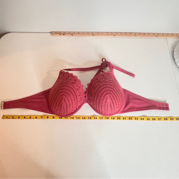 Shade & Shore Mauve Pink Crochet Light Lift Padded Bikini Top Womens Size 38DD - Picture 10 of 10